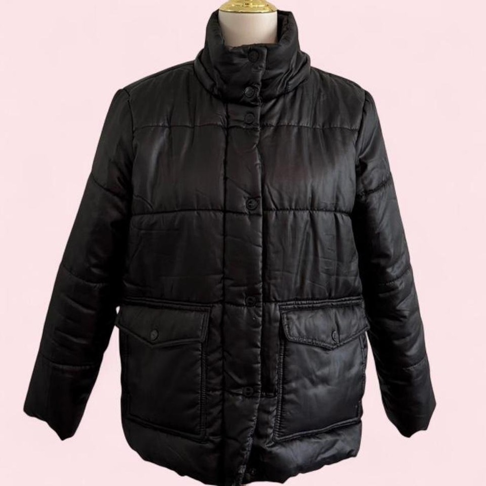 Urban Republic Black Button-Up Puffer Jacket Size M